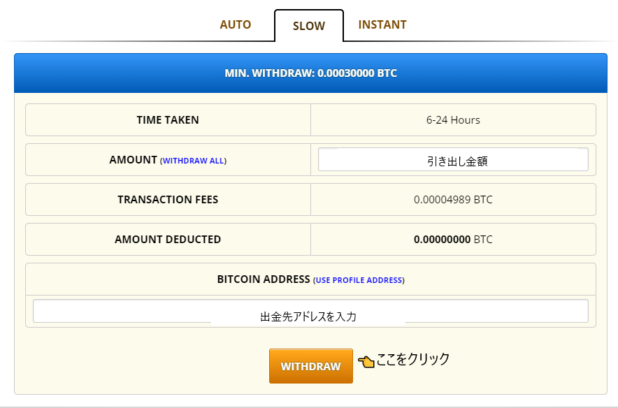 フリービットコイン(FreeBitcoin)からの出金方法 スローSLOW