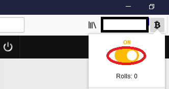 Firefoxでフリービットコイン(FreeBitcoin)自動化が完了 Firefox画面右上のBitcoinマークをクリックして設定を「ON」
