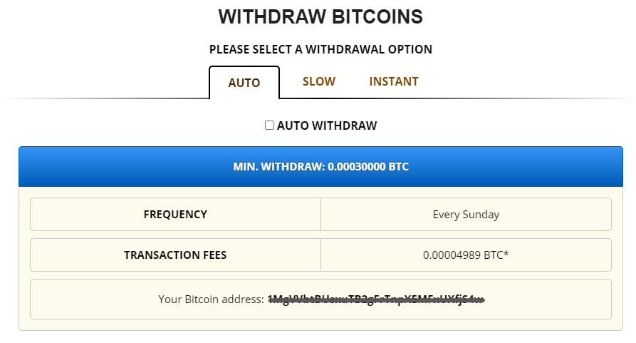 フリービットコイン(FreeBitcoin)からの出金方法 オートAUTO
