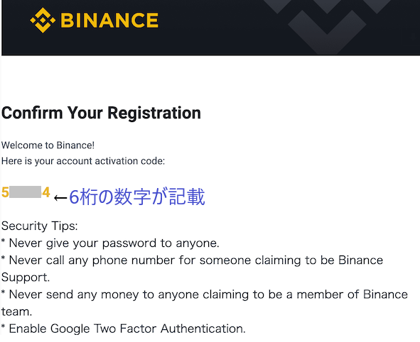 メールで届く6桁の数字